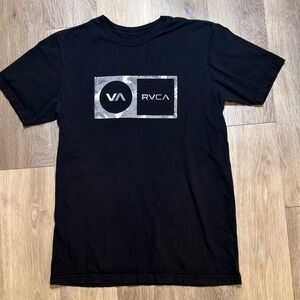 RVCA Black Short Sleeve Logo Crew Tee